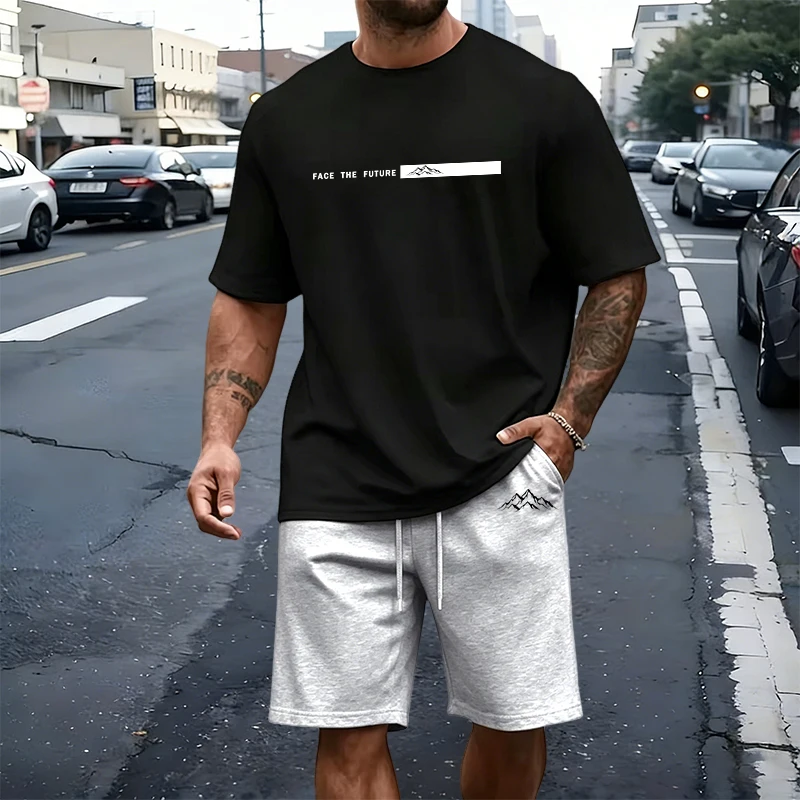 Summer Gym Clothing - Fashion Mens T-Shirt Tracksuit Print Casual