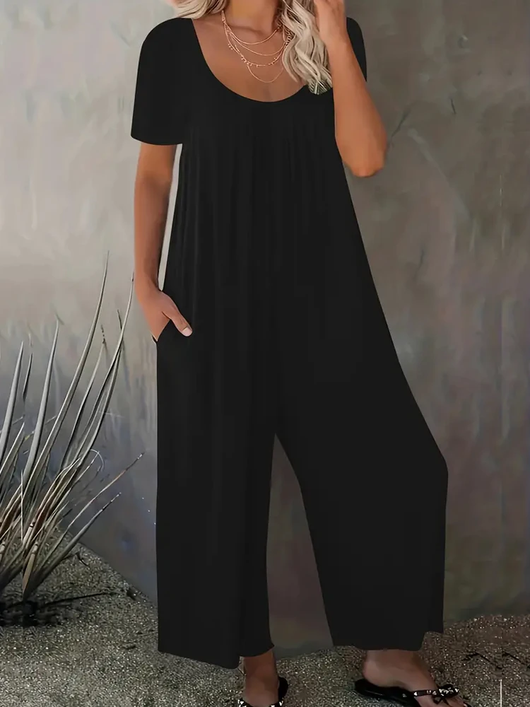 Summer Clothing For 70 Year Old Woman - Summer Chic Solid Casual Pockets Jumpsuit