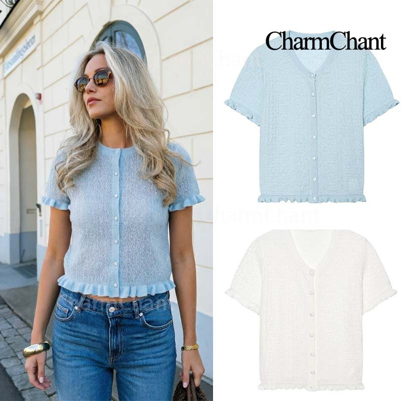 Summer Clothing Aesthetic - CharmChant Summer Women Ruffle Trim Knit