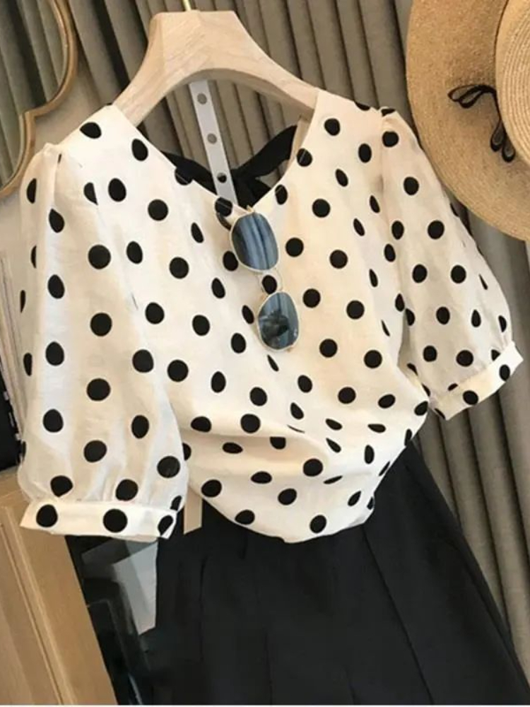 Polka Dot Blouses Women Elegan – Summer Clothing Aesthetic Bewertung und Preis