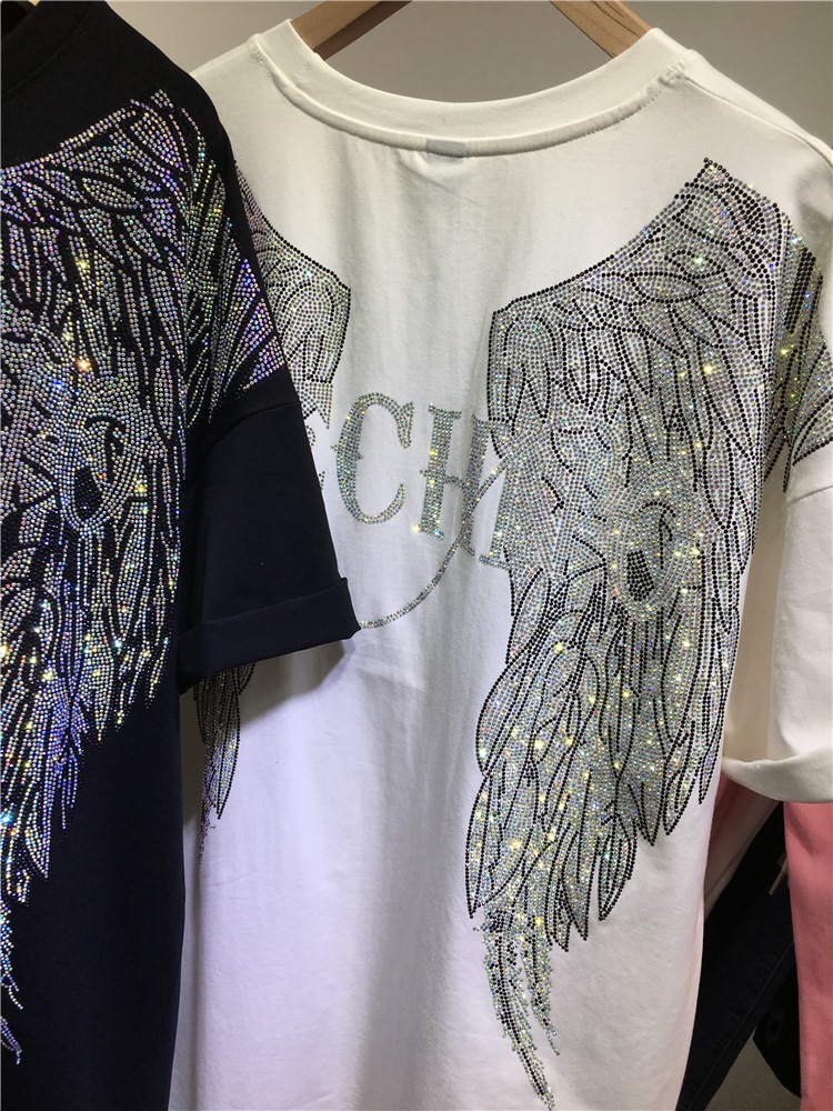 L-4XL Oversize Rhinestone Ange – Summer Clothing Brands For Women Bewertung und Preis