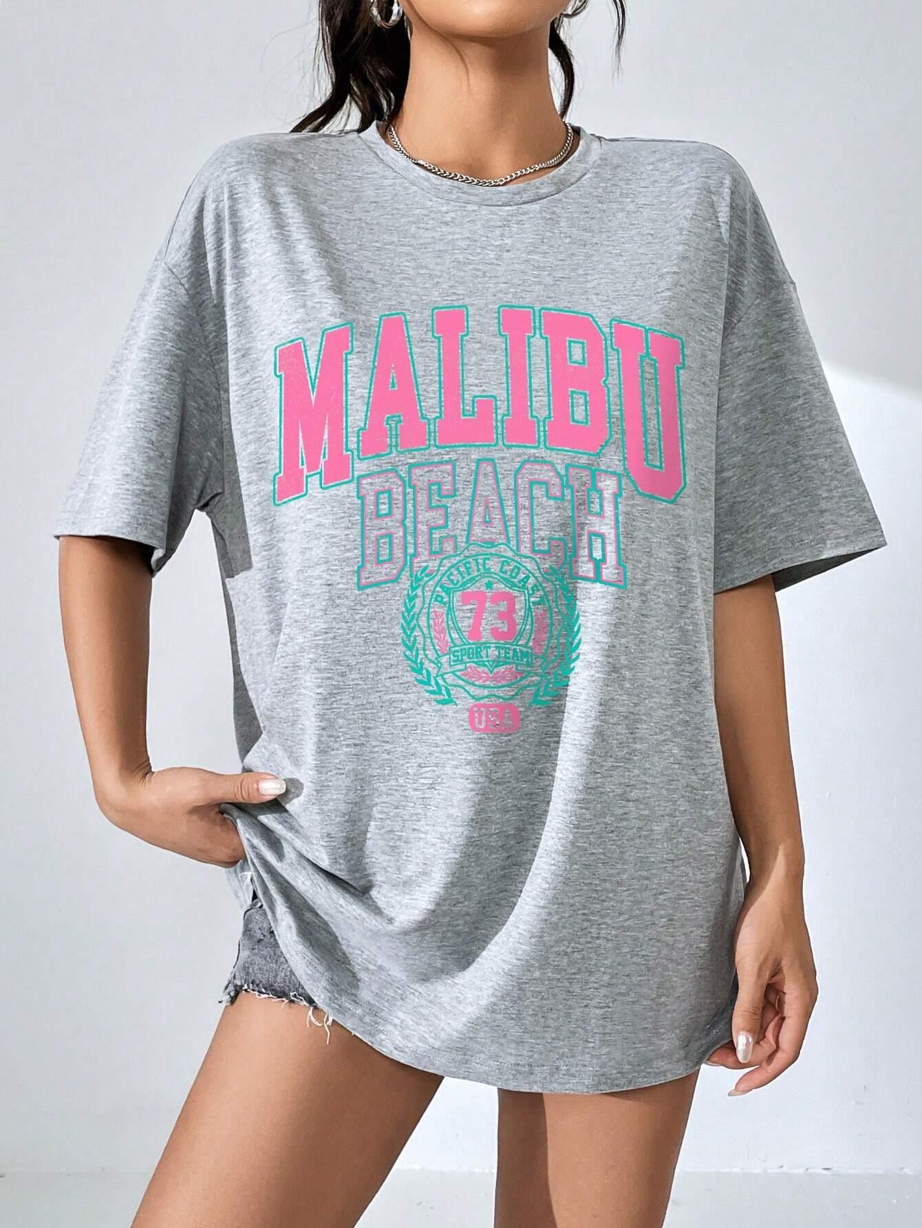 Malibu Beach Letter Print Prin – Summer Clothing Brands For Women Bewertung und Preis
