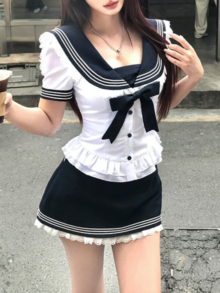 College Style Bow Sweet Two Pi – Summer Japanese Clothing Bewertung und Preis