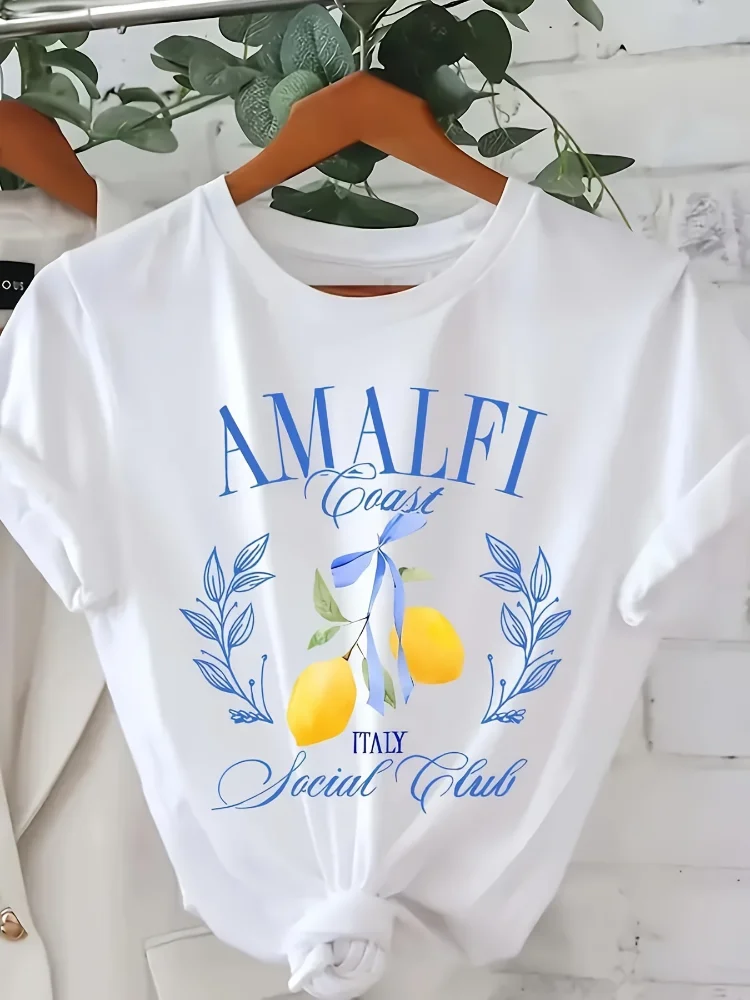 Lemon Print T-shirt Short Slee – Summer Clothing Aesthetic Bewertung und Preis