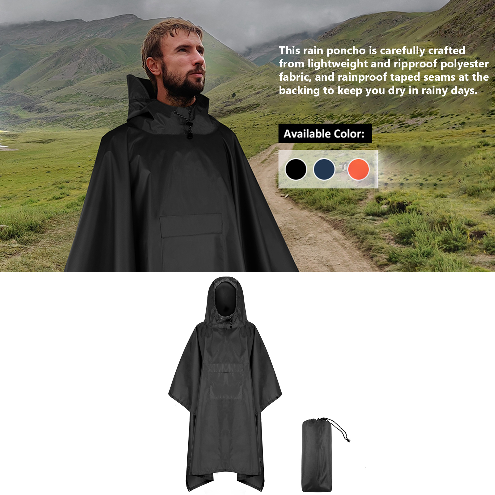 Hooded Rain Poncho with Pocket – Summer Rain Clothing Bewertung und Preis