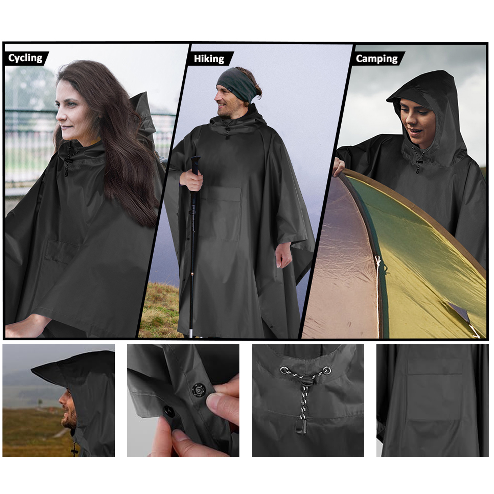 Hooded Rain Poncho with Pocket – Summer Rain Clothing Bewertung und Preis